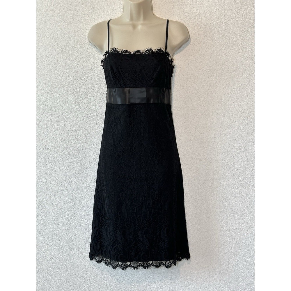 INC Y2K Black Dress Lace Overlay Sleeveless Event Party Cocktail Coquette Dainty